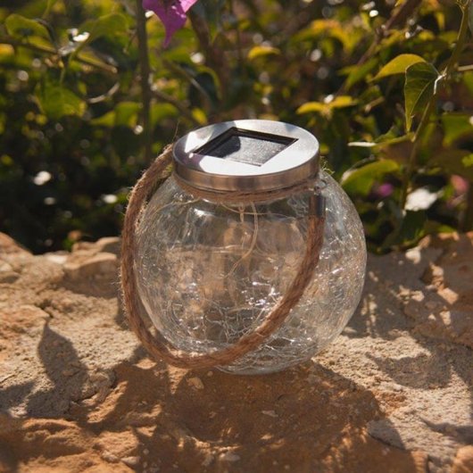 Lumisky Crack Ball Cord Solar Dekokugel mit Seilgriff, 2 Stück