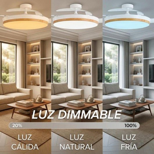 Ventoinha de Teto com Luz 3NOD Concept Nature Motor DC 6 Velocidades Pás Retráteis Comando