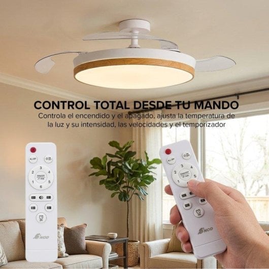 Ventoinha de Teto com Luz 3NOD Concept Nature Motor DC 6 Velocidades Pás Retráteis Comando