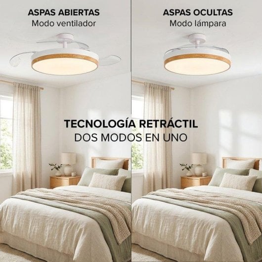 Ventoinha de Teto com Luz 3NOD Concept Nature Motor DC 6 Velocidades Pás Retráteis Comando