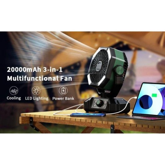 Mini Ventilatore Portatile Autrucker 20000mAh 8 Velocità LED Telecomando Oscillazione