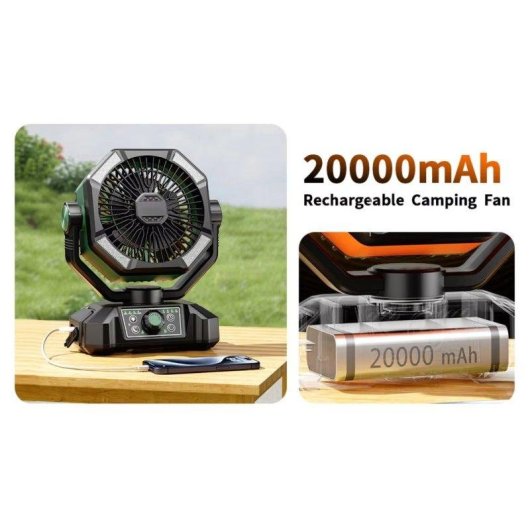 Mini Ventilatore Portatile Autrucker 20000mAh 8 Velocità LED Telecomando Oscillazione