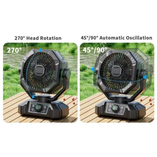 Mini Ventilatore Portatile Autrucker 20000mAh 8 Velocità LED Telecomando Oscillazione