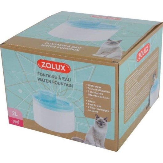 Fonte de água elétrica Zolux 2L silenciosa para gatos e cães pequenos
