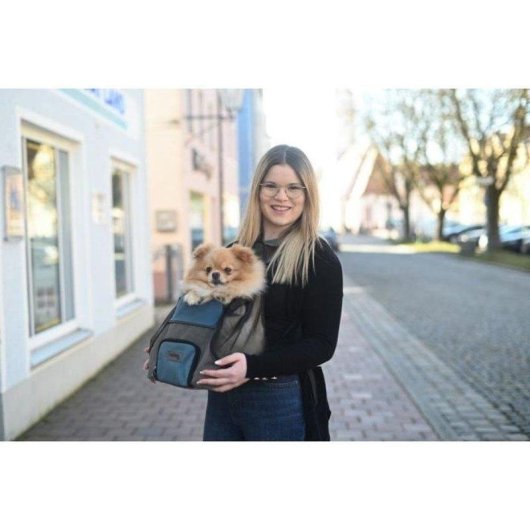 Saco de transporte frontal Kerbl Vacation para mascotas hasta 8 kg con malla y reflectantes