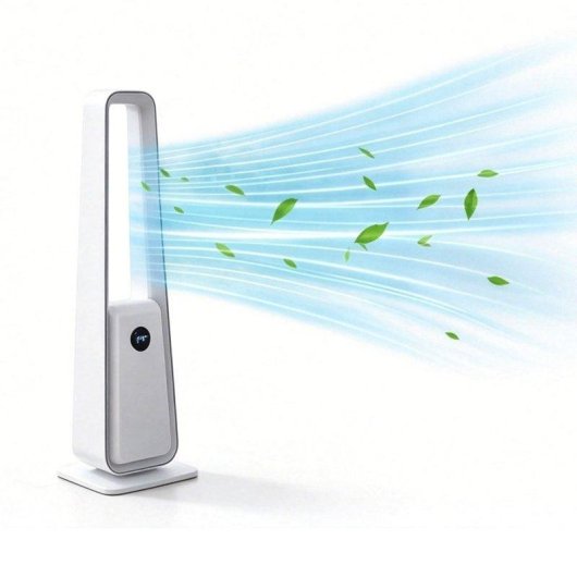 Coluna de Ar Sem Pás Autrucker Motor DC 24 Velocidades Temporizador 12h Oscilação 75° LED Branco