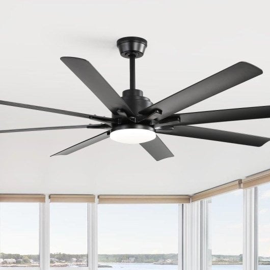 Ventoinha de Teto com Luz Welltin T3218 132cm 8 Pás LED Comando Ultra Silenciosa Função Inverno
