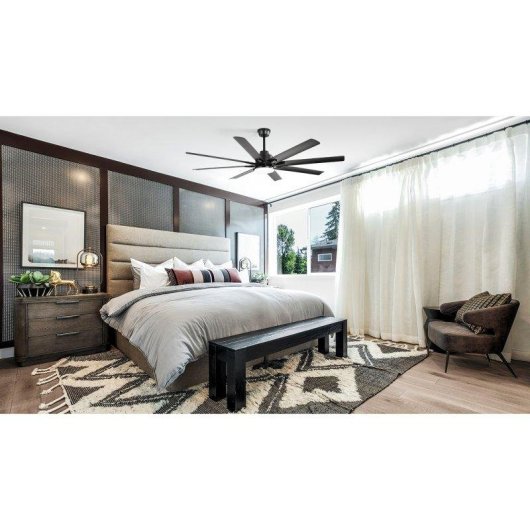 Ventoinha de Teto com Luz Welltin T3218 132cm 8 Pás LED Comando Ultra Silenciosa Função Inverno