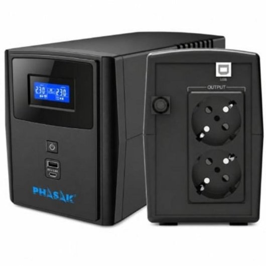 Sai Phasak 1000 VA Batería de Plomo Ácido 8 Horas Pantalla LCD USB-C