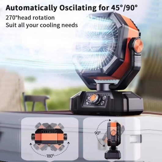 Mini Ventilatore Portatile Autrucker 20000mAh 8 Velocità LED Telecomando Arancione
