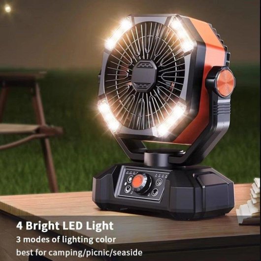 Mini Ventilatore Portatile Autrucker 20000mAh 8 Velocità LED Telecomando Arancione