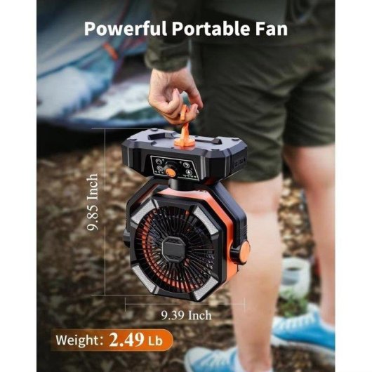Mini Ventilatore Portatile Autrucker 20000mAh 8 Velocità LED Telecomando Arancione