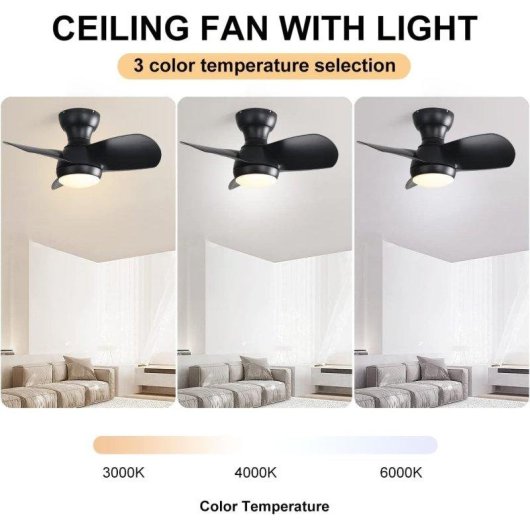 Ventilador de Techo con Luz Welltin T3218P280128 18W 58cm Motor DC Silencioso Mando Reversible