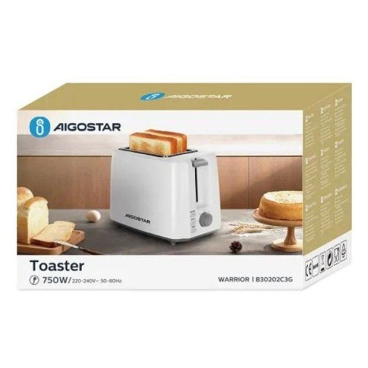 Tostadora Aigostar 2 Tranches 7 Niveaux Blanc