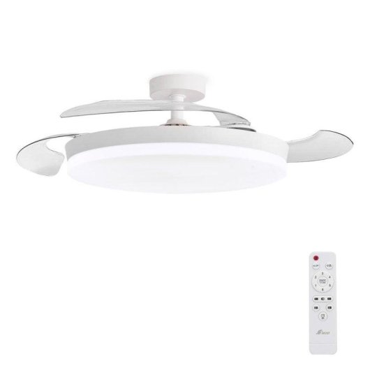 Ventoinha de Teto com Luz 3NOD Concept Ova Motor DC 6 Velocidades Pás Retráteis Comando