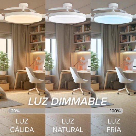 Ventoinha de Teto com Luz 3NOD Concept Ova Motor DC 6 Velocidades Pás Retráteis Comando