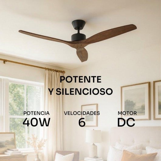 Ventilador de Techo con Luz Mellerware 40W 132 cm 6 Velocidades Motor DC Silencioso Mando a Distancia