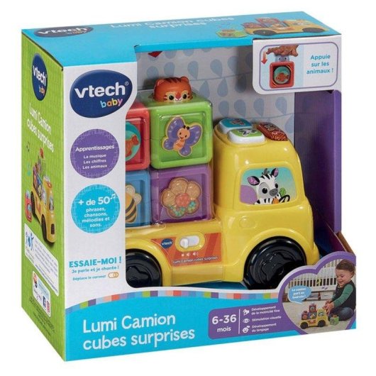 Camião interativo VTech Baby Lumi Truck com cubos de animais empiláveis multicolor