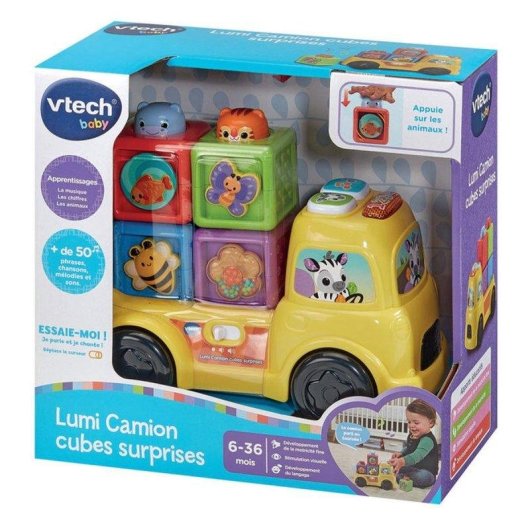 Camião interativo VTech Baby Lumi Truck com cubos de animais empiláveis multicolor