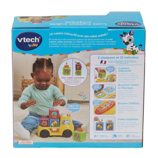 Camião interativo VTech Baby Lumi Truck com cubos de animais empiláveis multicolor