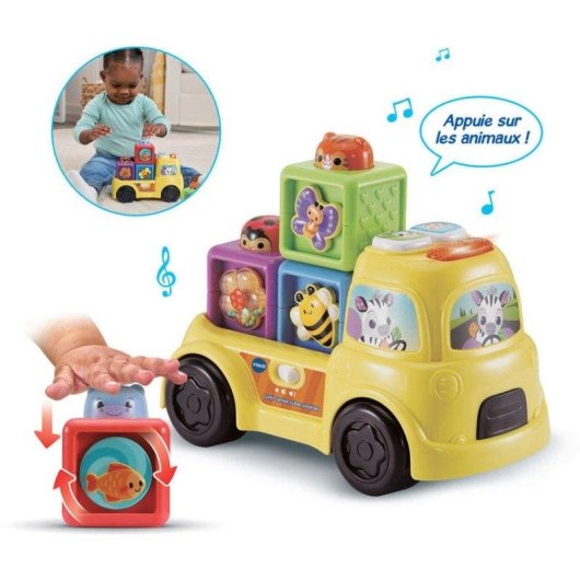 Camião interativo VTech Baby Lumi Truck com cubos de animais empiláveis multicolor