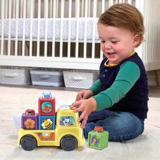Camião interativo VTech Baby Lumi Truck com cubos de animais empiláveis multicolor