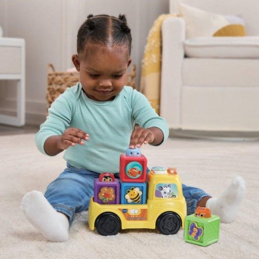 Camião interativo VTech Baby Lumi Truck com cubos de animais empiláveis multicolor