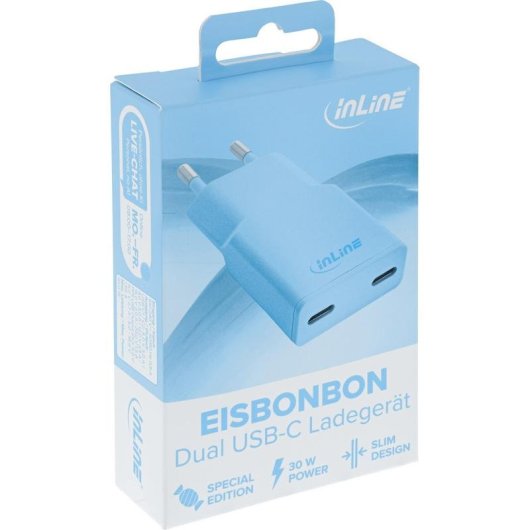 Schnelllader USB-C InLine 30W GaN 2 Ports Power Delivery
