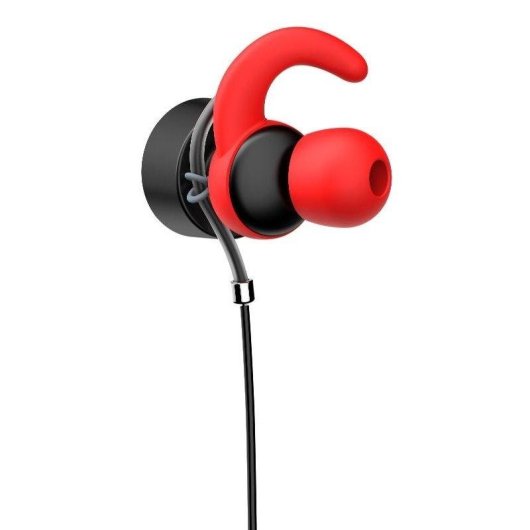 Auriculares HP DHE-7004 com fio jack 3,5 mm microfone integrados preto e vermelho