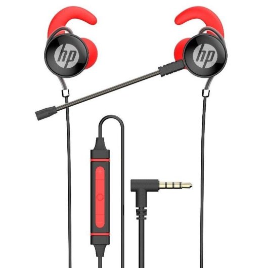 Auriculares HP DHE-7004 com fio jack 3,5 mm microfone integrados preto e vermelho