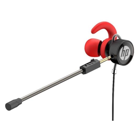 Auriculares HP DHE-7004 com fio jack 3,5 mm microfone integrados preto e vermelho