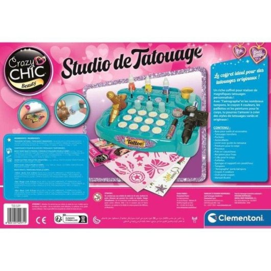 Kit Tatuajes Temporales y Body Art Clementoni Tattoo Studio 7+ años