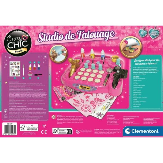Kit Tatuajes Temporales y Body Art Clementoni Tattoo Studio 7+ años
