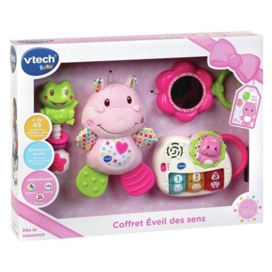 Kit VTech para Recém-Nascido Éveil des Sens Cor de Rosa com Peluche de Hipopótamo e Piano com Luzes e Sons