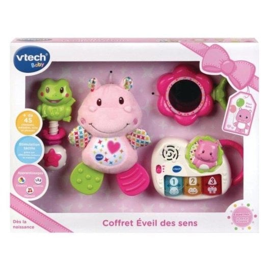 Kit VTech para Recém-Nascido Éveil des Sens Cor de Rosa com Peluche de Hipopótamo e Piano com Luzes e Sons