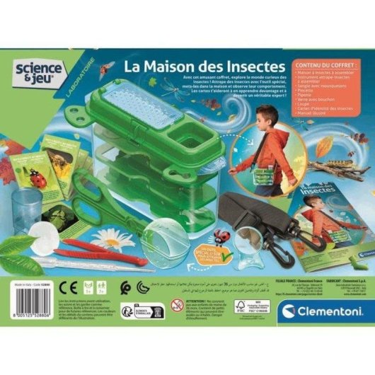 Clementoni La Maison des Insectes Kit Hábitat Portátil Observación Insectos 7+