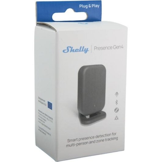 Sensor de Movimento Shelly Presence Gen4 Radar mmWave Wi-Fi Bluetooth Zigbee Interior Fácil Instalação