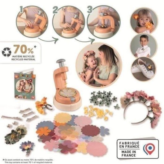 Kit de bisutería floral Smoby Flower Jewellery Craft Set con prensa y pétalos de tela