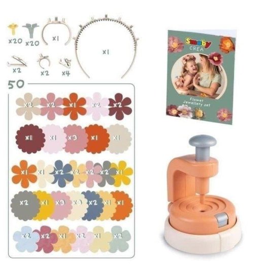Kit de bisutería floral Smoby Flower Jewellery Craft Set con prensa y pétalos de tela