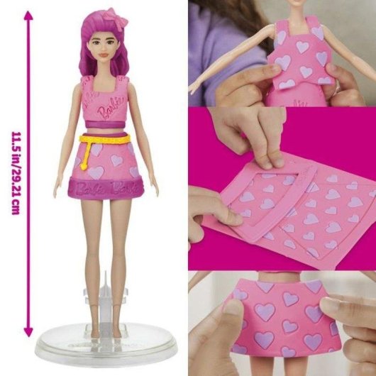 Set Créatif Play-Doh Barbie Coeurs et Cheveux avec Poupée 30 cm