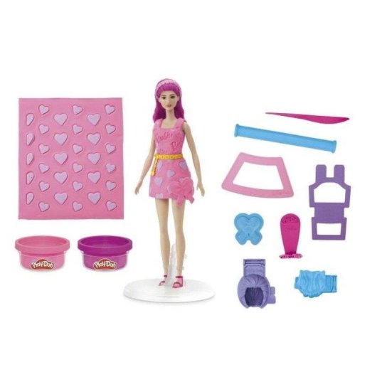 Set Créatif Play-Doh Barbie Coeurs et Cheveux avec Poupée 30 cm