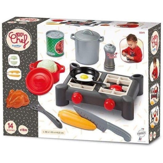 Cuisine de Jeu ECOIFFIER Dinette 2 Feux 11 Accessoires Plastique +18 Mois