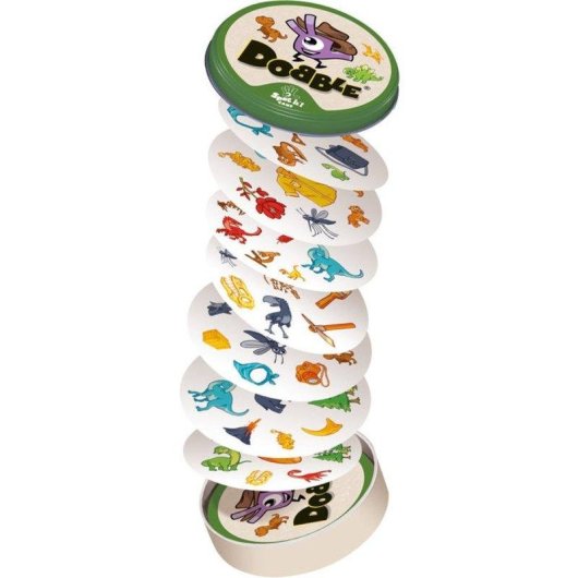 Gioco di Osservazione e Riflessi Asmodee Dobble Dinosaurios 55 Carte Rotonde