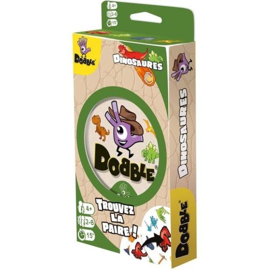 Gioco di Osservazione e Riflessi Asmodee Dobble Dinosaurios 55 Carte Rotonde