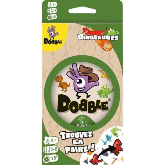 Gioco di Osservazione e Riflessi Asmodee Dobble Dinosaurios 55 Carte Rotonde