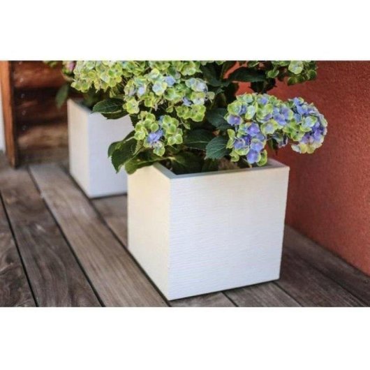 Bac à Fleurs EDA Graphit Up 21 L Blanc Cerusé 30x30x30 cm Plastique Mate Anti-UV