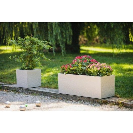 Jardineira EDA Volcania Up 25L Efeito Pedra Beige 59x19,5x22,8cm Resistente UV Geada