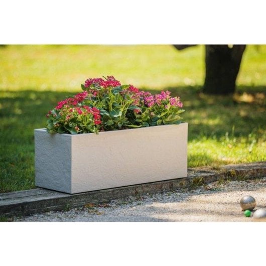 Jardineira EDA Volcania Up 25L Efeito Pedra Beige 59x19,5x22,8cm Resistente UV Geada