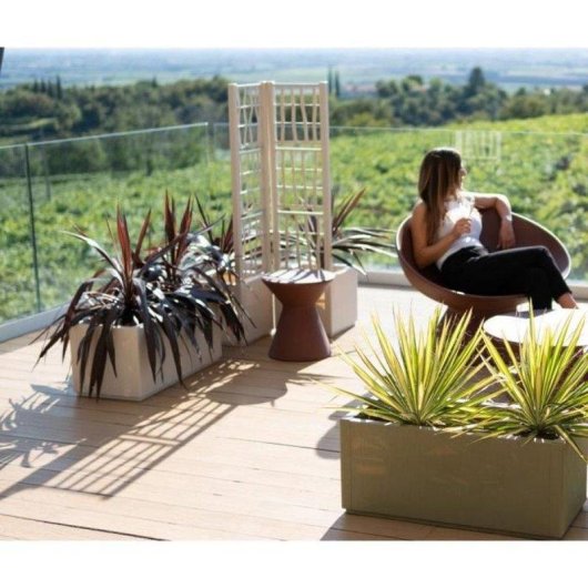 Blumenkasten Stefanplast Ethica 80 cm Chalk Holzeffekt 80 L Recyceltes Kunststoff