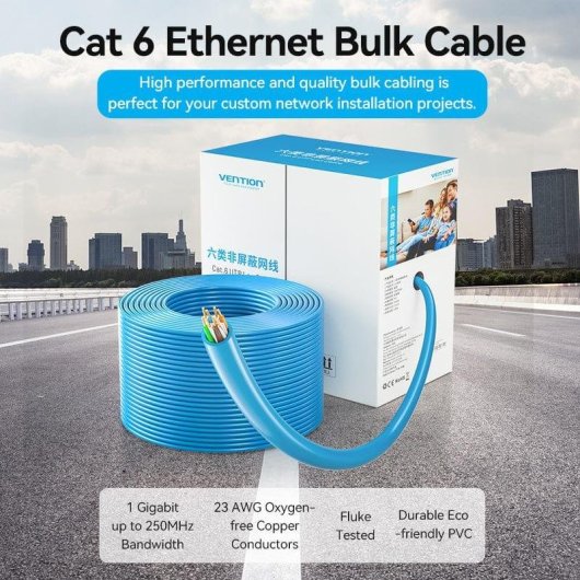 Cable de red Vention IHBL305 Cat6 UTP 305m Azul